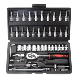 Autocle Juego Herramientas Mecánicas Dados Acerokit Kit 46pc Color Negro